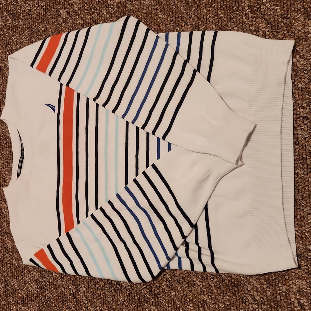 Nautica Striped Sweater - White, Black, Blue, Red